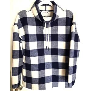 Vineyard Vines Buffalo Check Mock Neck Plaid Print Pullover Sweatshirt Blue XS